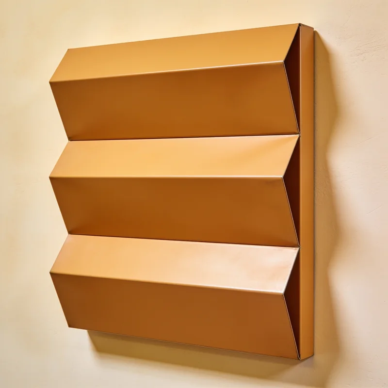 Ochre Folded Plane Wall Panel with three bent aluminum planes
